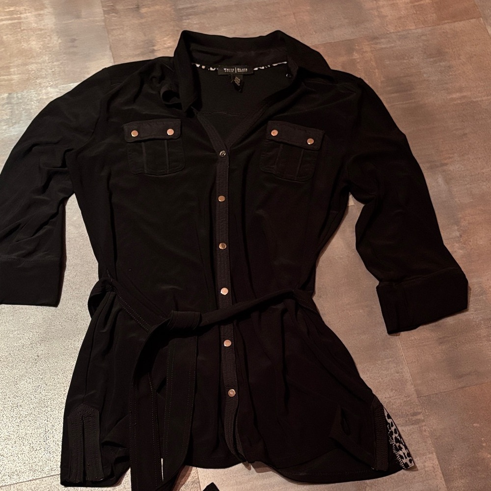 White House Black Market Black Button Down Shirt Size Medium